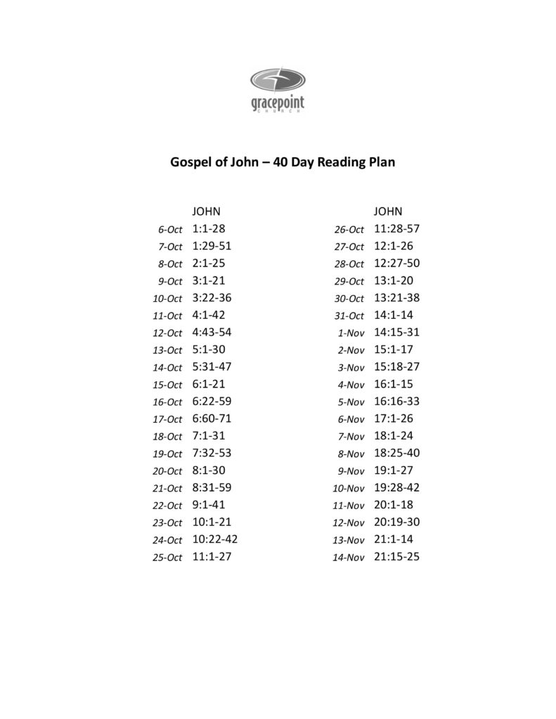 40 Day Reading PLan in John